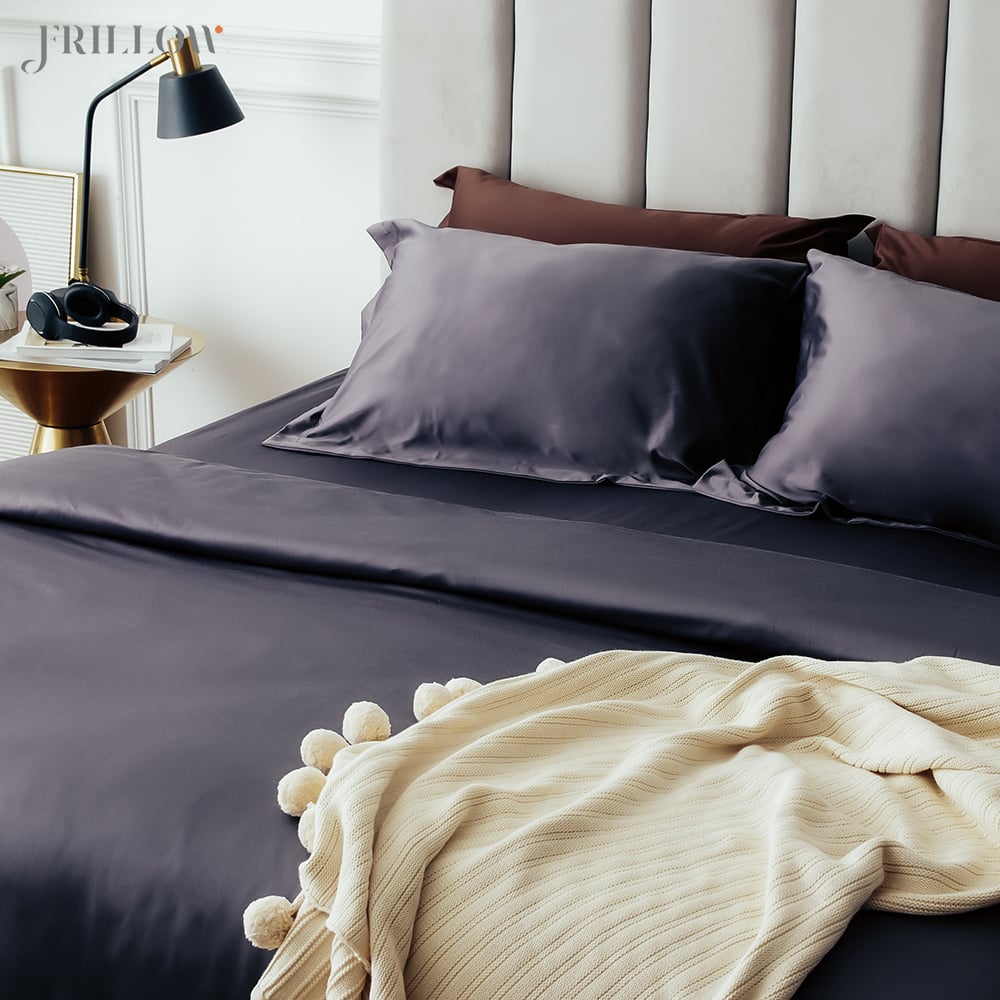 ชุดปลอกผ้านวม 70X90 นิ้ว FRILLOW 800TC COTTON SILK – สี DARK GREY คอลเลคชั่น PRESTIGE_1